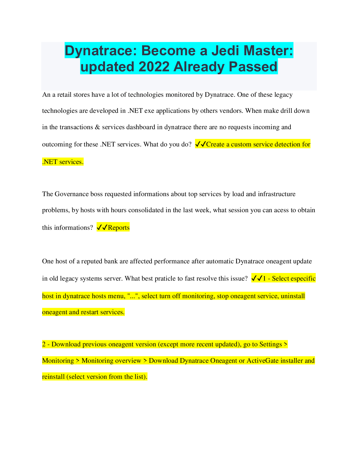 Preview of Dynatrace: Become a Jedi Master: updated 2022 Already Passed